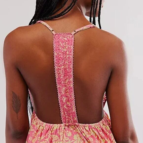 NWT Free People Sammy Pink Tiered Racerback Tank - Picture 4 of 6